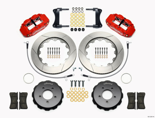 Wilwood Narrow Superlite 6R Front Hat Kit 14.00in Red 2005-Up Mazda Miata w/ Lines - 140-12911-R