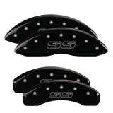 MGP 4 Caliper Covers Engraved Front & Rear Avalanche style/SS Black finish silver ch - 14004SSS1BK