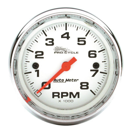 Autometer Pro-Cycle Gauge Tach 2 5/8in 8K Rpm 2&4 Cylinder White - 19305