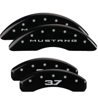 MGP 4 Caliper Covers Engraved Front 2015/Mustang Engraved Rear 2015/37 Black finish silver ch - 10204SM32BK
