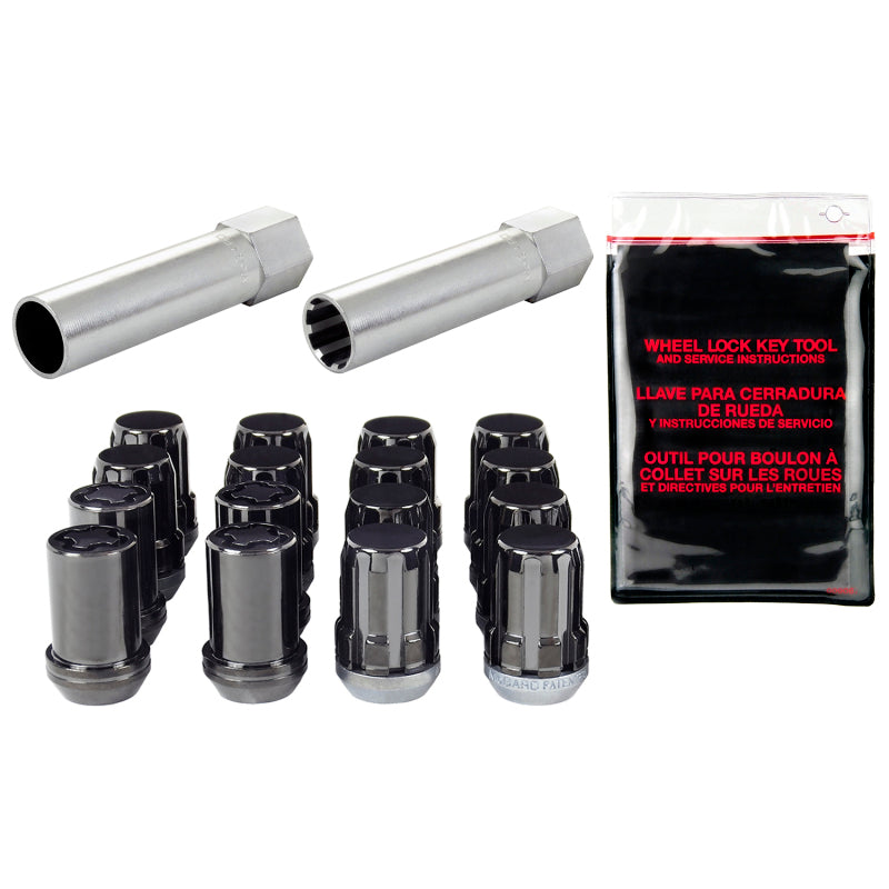 McGard SplineDrive Tuner 4 Lug Install Kit w/Locks & Tool (Cone) M12X1.25 / 13/16 Hex - Blk - 65454BK