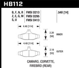Hawk 84-96 Corvette /88.5-97 Pontiac Firebird HP+ Street Rear Brake Pad - HB112N.540