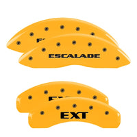 MGP 4 Caliper Covers Engraved Front Cursive/Cadillac Engraved Rear SRX Yellow finish black ch - 35004SSRXYL