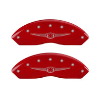 MGP 4 Caliper Covers Engraved Front & Rear Style 1/Chrysler Wing Red finish silver ch - 32021SCW1RD