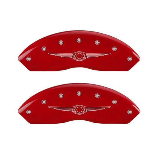 MGP 4 Caliper Covers Engraved Front & Rear Style 1/Chrysler Wing Red finish silver ch - 32021SCW1RD