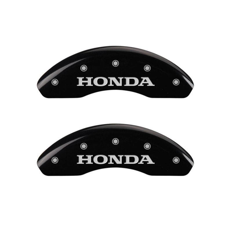 MGP 4 Caliper Covers Engraved Front & Rear Honda Black finish silver ch - 20217SHONBK