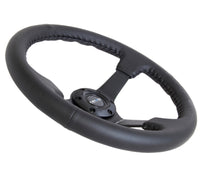 NRG Reinforced Steering Wheel (350mm / 3in. Deep) Bk Leather w/Bk BBall Stitch (Odi Bakchis Edition) - RST-036MB-R