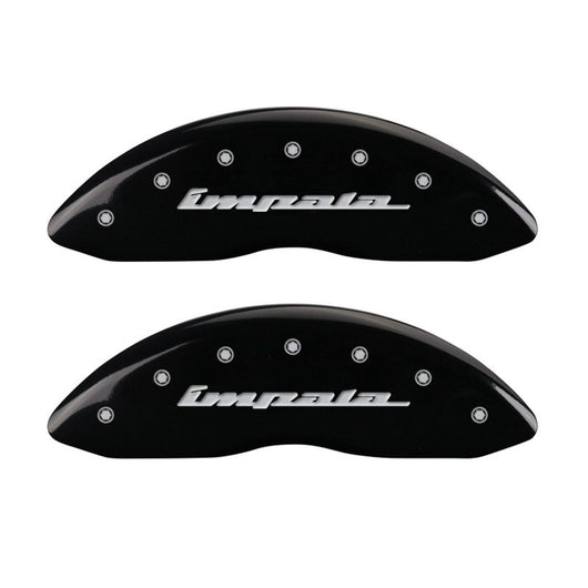 MGP 4 Caliper Covers Engraved Front & Rear Impala Black finish silver ch - 14006SIMPBK
