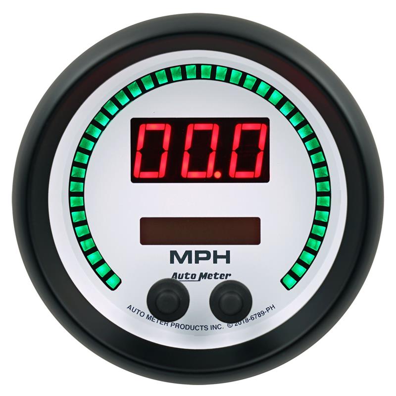 Autometer 85.7mm White Switchable 260 MPH / 260 KM/H Speedometer Phantom Elite Digital Gauge - 6789-PH
