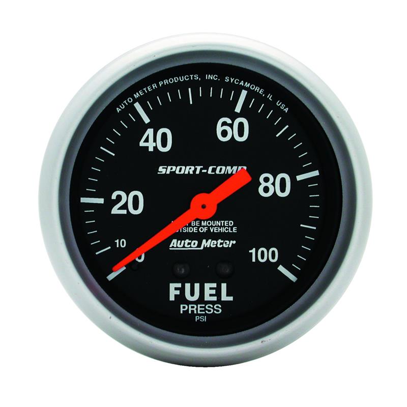 Autometer Sport-Comp 2 5/8in 100psi Mechanical Fuel Pressure Gauge - 3412