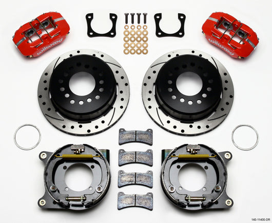 Wilwood Dynapro Low-Profile 11.00in P-Brake Kit Drill-Red Chevy 12 Bolt Spcl 2.81in Off Stag Mount - 140-11400-DR