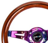 NRG Classic Wood Grain Steering Wheel (310mm) Dark Wood & Black Line Inlay w/Neochrome 3-Spoke Ctr. - ST-310BRB-MC