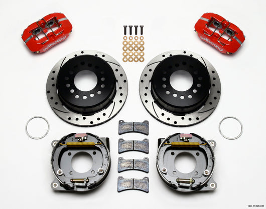 Wilwood Dynapro Low-Profile 11.00in P-Brake Kit Drill-Red Chevy 12 Bolt 2.75in Off w/ C-Clips - 140-11398-DR