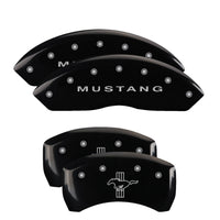 MGP 4 Caliper Covers Engraved Front Mustang Engraved Rear Bar & Pony Black finish silver ch - 10198SMBPBK