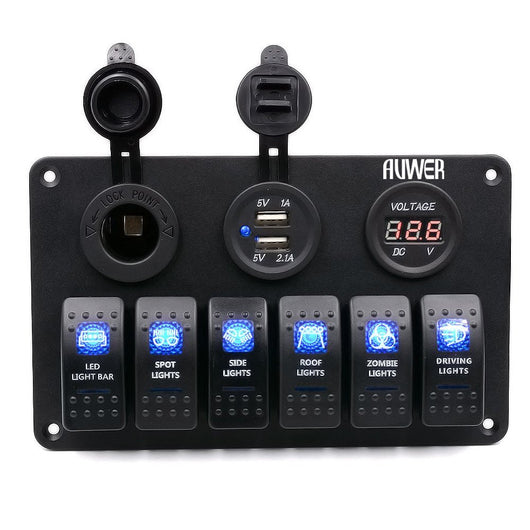 XTM Universal Rocker Switch Panel Kit 2 – 9 Piece – Blue LED