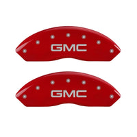 MGP Front set 2 Caliper Covers Engraved Front GMC Red finish silver ch - 34012FGMCRD