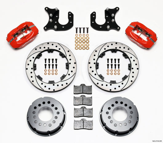 Wilwood Forged Dynalite P/S Rear Kit Drilled Red Mopar-Dana 2.72in Offset - 140-2116-DR