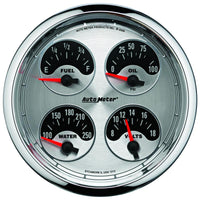 Autometer American Muscle SSE 100PSI/100-250 Deg F/8-18 Volt Oil Press/Water Temp/Volt/Fuel Gauge - 1225