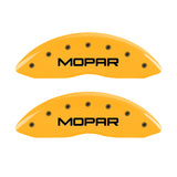 MGP 4 Caliper Covers Engraved Front & Rear Mopar Yellow Finish Black Char 2005 Chrysler 300 - 32004SMOPYL