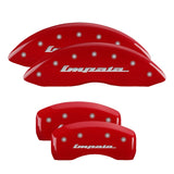 MGP 4 Caliper Covers Engraved Front & Rear Impala Red finish silver ch - 14006SIMPRD