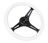 NRG Classic Wood Grain Steering Wheel (350mm) Glow-N-The-Dark Green Grip w/Black 3-Spoke Center - ST-015BK-GL