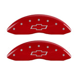 MGP Front set 2 Caliper Covers Engraved Front Bowtie Red finish silver ch - 14238FBOWRD