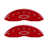 MGP Front set 2 Caliper Covers Engraved Front Bowtie Red finish silver ch - 14207FBOWRD