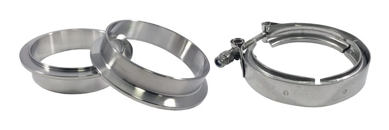 Torque Solution Stainless Steel V-Band Clamp & Flange Kit - 3.5in (89mm) - TS-VBK-35