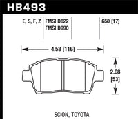 Hawk 04-07 xA/xB D990 Blue 9012 Race Front Brake Pads - HB493E.650