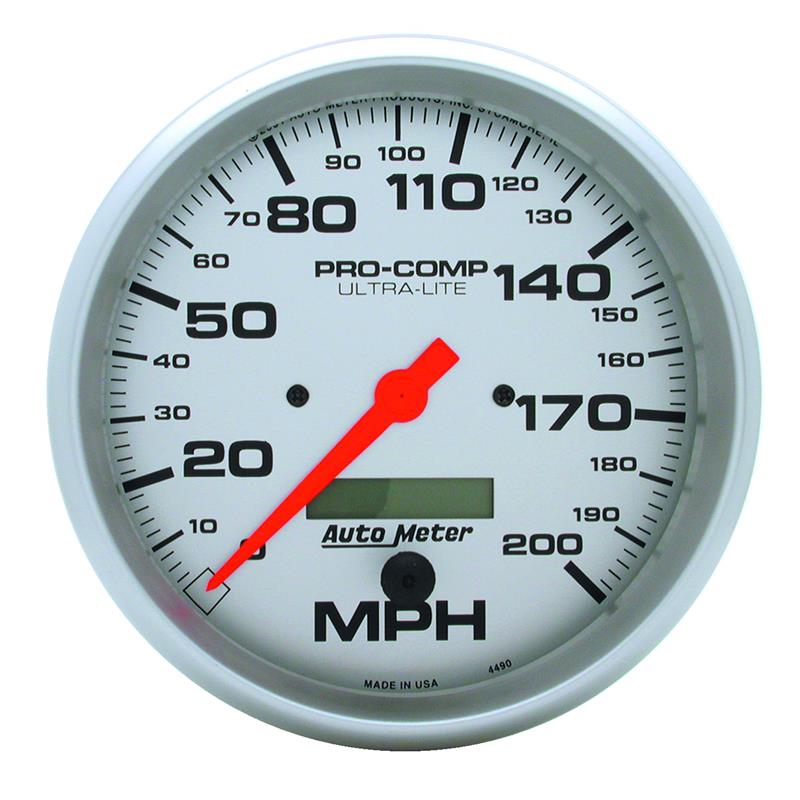 Autometer Speedometer 5in - 200 MPH Electric Program w/ LCD Odometer Ultra- Lite - 4490