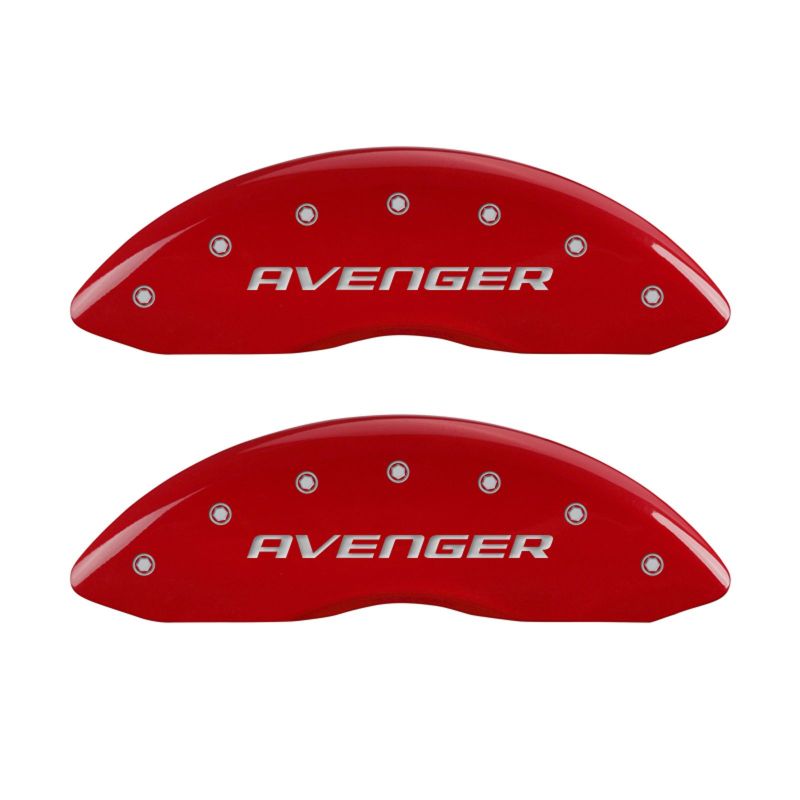 MGP 4 Caliper Covers Engraved Front & Rear With out stripes/Avenger Red finish silver ch - 12192SAV2RD