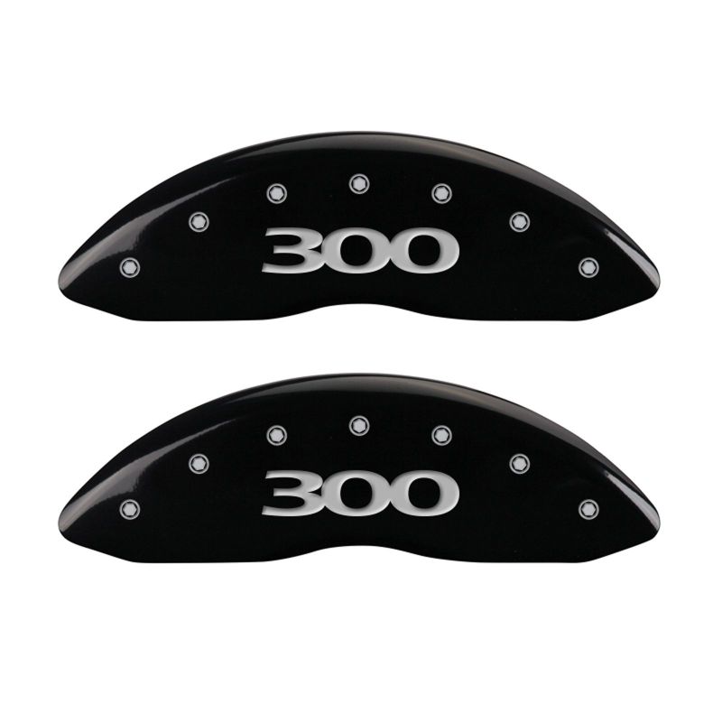 MGP 4 Caliper Covers Engraved Front & Rear 300 Black finish silver ch - 32005S300BK