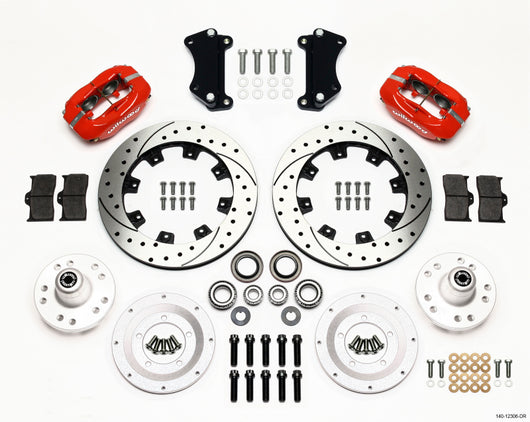 Wilwood Forged Dynalite Front Kit 12.19in Drilled Red Heidts Tri -5 2 inch Drop Spindle - 140-12306-DR