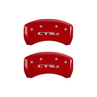 MGP 4 Caliper Covers Engraved Front Cursive/Cadillac Engraved Rear CTS4 Red finish silver ch - 35020SCT4RD