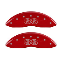 MGP 4 Caliper Covers Engraved Front & Rear Classic/SS Red finish silver ch - 14027SSSCRD