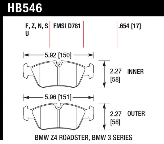 Hawk HPS Street Brake Pads - HB546F.654