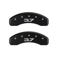 MGP 4 Caliper Covers Engraved Front 2015/Mustang Engraved Rear 2015/37 Red finish silver ch - 10202SM32RD
