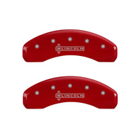 MGP 4 Caliper Covers Engraved Front & Rear Lincoln Red finish silver ch - 36013SLCNRD