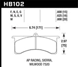 Hawk Stoptech AP Racing 6 DTC-30 Race Brake Pads - HB102W.600