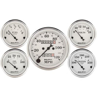 Auto Meter Speedometer 3-1/8in and 2-1/16in Mechanical 5-Piece Old Tyme White Gauge Kit - 1601