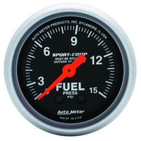 Autometer 2-1/16in 0-15 PSI Mechanical Sport-Comp Fuel Pressure Gauge - 3311