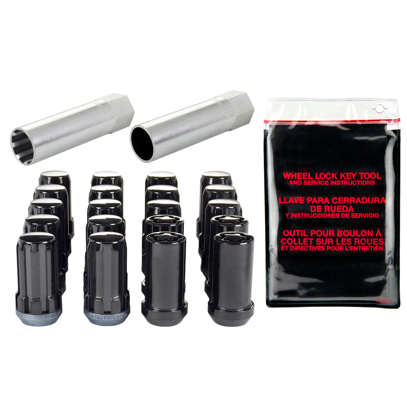 McGard SplineDrive Tuner 5 Lug Install Kit w/Locks & Tool (Cone) M14X1.5 / 22mm Hex - Blk - 65515BK