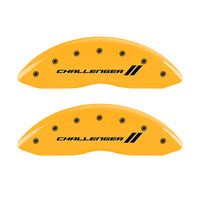 MGP 4 Caliper Covers Engraved Front & Rear With stripes/Challenger Yellow finish black ch - 12162SCL1YL