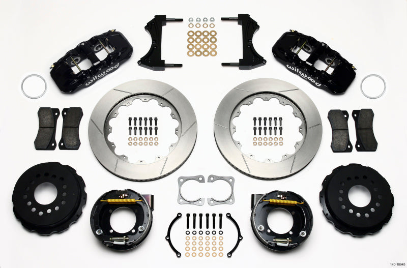 Wilwood AERO4 Rear P-Brake Kit 14.00in Chevy 12 Bolt-Spec 3.15in Brng - 140-10945