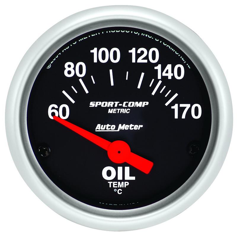 Autometer Sport-Comp 52mm 60-170 Degree Short Sweep Electronic Oil Temperature Gauge - 3348-M