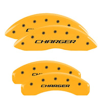 MGP 4 Caliper Covers Engraved Front & Rear Block/Charger Yellow finish black ch - 12088SCHBYL