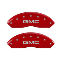 MGP Front set 2 Caliper Covers Engraved Front GMC Red finish silver ch - 34012FGMCRD
