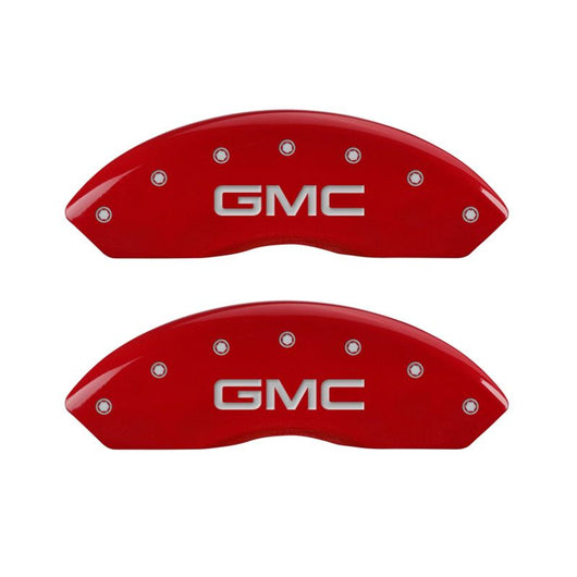 MGP 4 Caliper Covers Engraved Front & Rear GMC Red finish silver ch - 34210SGMCRD