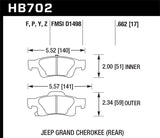 Hawk 11-12 Dodge Durango / 11-12 Jeep Grand Cherokee Perf Ceramic Rear Street Brake Pads - HB702Z.662