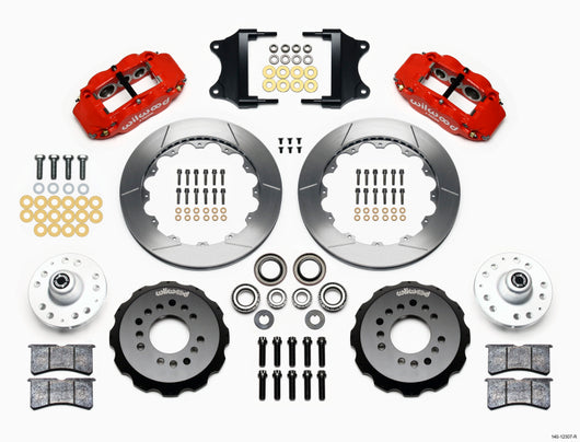 Wilwood Narrow Superlite 6R Front Hub Kit 12.88in Red Heidts Tri -5 2 inch Drop Spindle - 140-12307-R